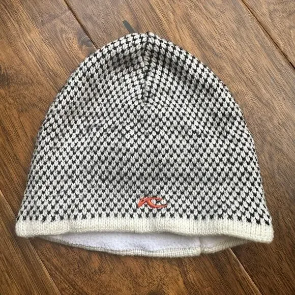 KJUS beanie winter hat wool blend cream black orange - Picture 1 of 6